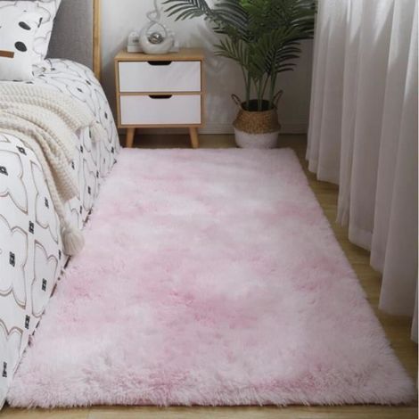 Tapis Shaggy - 80 x 160 cm - Rose - Rectangulaire - Pour Salon Chambre Bureau - 1 Pièce (1/3)
