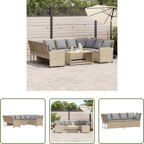 vidaXL Canapé extérieur en résine - Canapé de jardin avec coussins beige résine tressée (1/5)