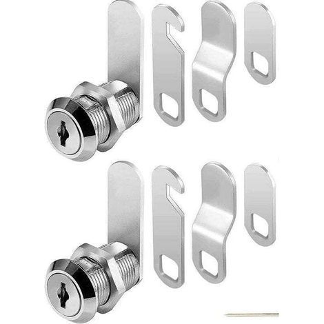 Mailbox Lock, Metal Cabinet Lock, with Lock Cylinder, 4 Keys, 4 Different Locking Plates for Mailbox Drawer, Pack of 2 (16mm) (1/4)