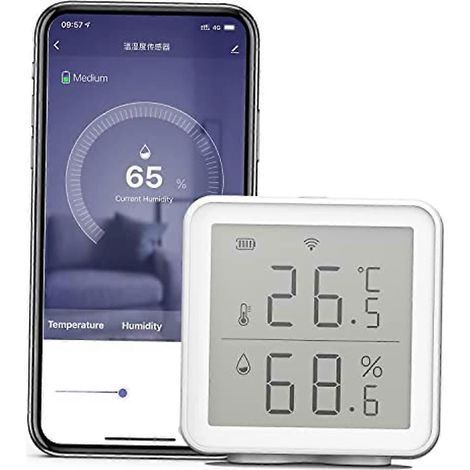 Hancaner WLAN-Thermometer-Hygrometer für den Innenbereich, intelligenter WLAN-Temperatur- und Feuchtigkeitssensor, kompatibel mit Alexa, extrem große Reichweite von 70 Metern, kabelloses digitales Hyg (1/5)