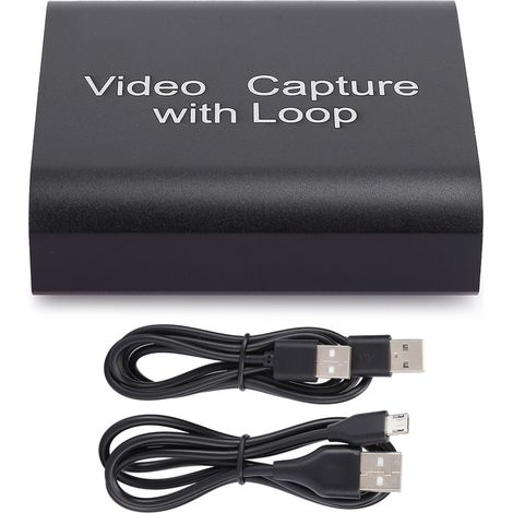 HDMI-Aufnahmekarte mit USB 2.0-Loop-Ausgang für Live-Videostreaming und -aufzeichnung (Schwarz) (1/5)