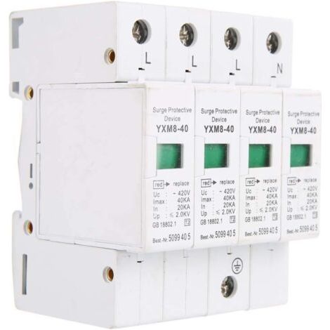 Sollbry Parafoudre Protecteur de basse tension Dispositif de contre les surtensions de maison de 4P 40KA pour la Protection Contre la Foudre Protecteurs de (1/5)