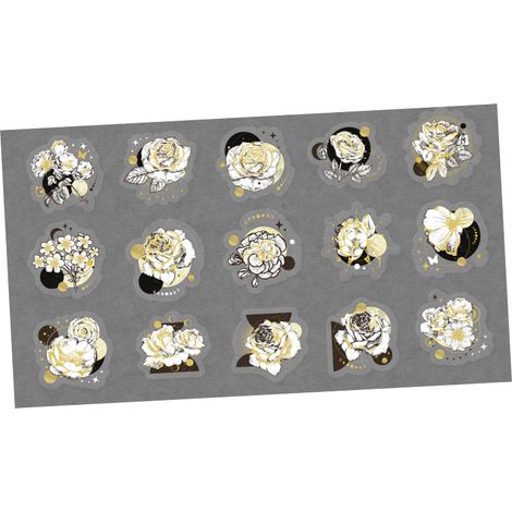 Lot de 30 autocollants PET dorés laser thème manuel, stickers DIY pour scrapbooking, déco rose, fournitures créatives (1/5)