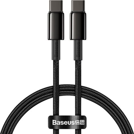 Cavo USB-C a USB-C Baseus in oro tungsteno, 100 W, 1 m (nero) (1/5)