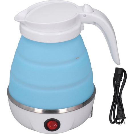 Bouilloire pliable portable de voyage, cordon d'alimentation détachable, prise américaine 110 V, bleue (1/5)