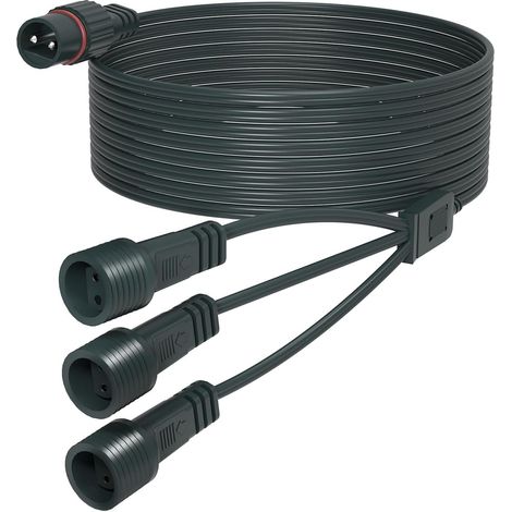 - Rallonge de guirlande lumineuse - 10 m - 1 à 3 Y - Répartiteur et rallonge - 2 broches - IP65 - Étanche - Pour stalactites G40 - Boule de sapin de Noël - Guirlande lumineuse extérieure et