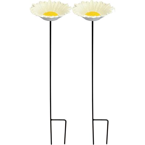 Cast Iron Wild Bird Daisy Flower Dish Bird Feeder (Set of 2) (1/5)