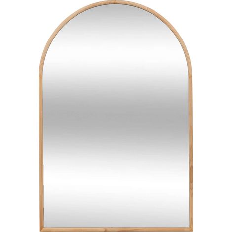 Atmosphera – Miroir sur pied vertical en bois pin 60x3x90 cm – Verre et aluminium – 2 crochets – Couleur beige
