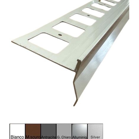 Gocciolatoio/Angolare/Giunzione NOR in Alluminio per Balconi e Terrazze - Barra da 2,7 metri : Colore - Bianco, Modello - GOCCIOLATOIO