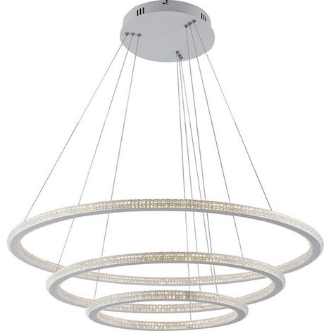 "Sospensione LED BRYANT con tre diffusori diamantati 87W 3000K (luce calda)" (1/3)