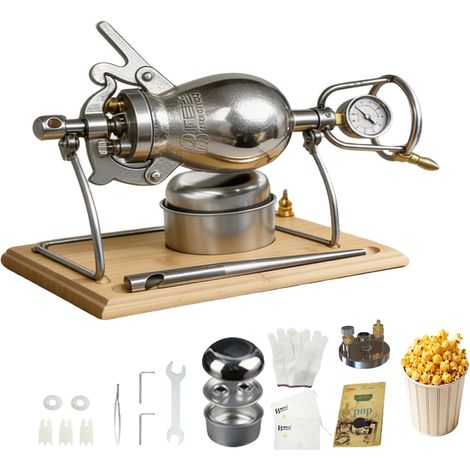Machine à Popcorn rétro de 500 ml, Machine à Pop-Corn pour la Maison en Acier Inoxydable, Mini Machine à pop-corn manuelle, pour les réunions de famille, les soirées, les fêtes (1/5)