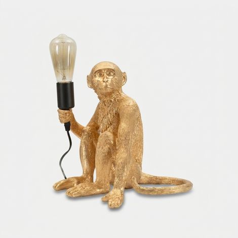 Lampada da tavolo decorativa in polyresin Monkey Seduta - Gold (1/5)