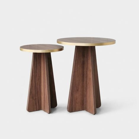 Set 2 Couchtische aus Holzoptik Mushroom Duo - Walnuss