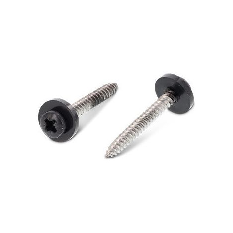Vis tôle Tête cylindrique TC Pozi N°2 + Rondelle Nylon 3.9X25 Inox A2 RAL7016 gris anthracite-200 pièces