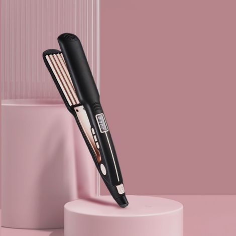 Lisseur volumisant (noir) avec fer à friser numérique LCD certifié PSE pour boucles aux coins (1/5)