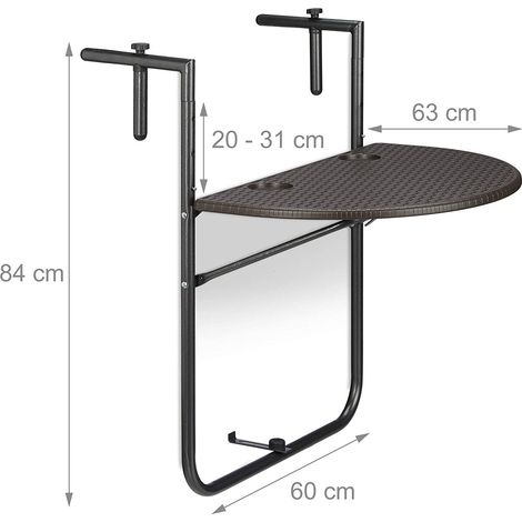 Tavolo pieghevole da balcone pieghevole 3 livelli regolabile marrone 1300026912