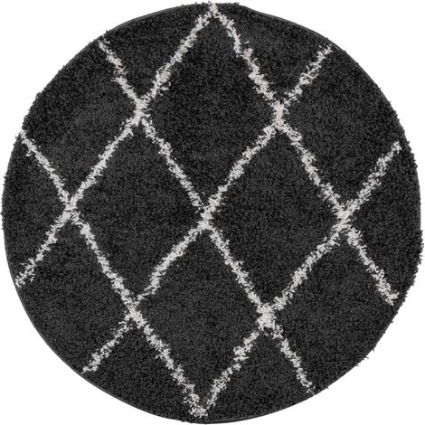 vidaXL Tappeto Shaggy PAMPLONA a Pelo Lungo Nero e Crema Ø 280 cm (1/5)