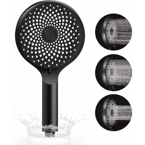 Douche À Main - Tête De Douche Rain 120 Mm - 270 Embouts En Silicone Anti-Calcaire - 3 Modes De Jet - Réducteur De Débit Intégré - Pour Salle De Bain (1/5)