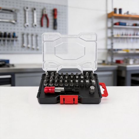 Coffret de 32 embouts de tournevis robustes avec étui de rangement durable, embouts de différentes tailles, 1 adaptateur à dégagement rapide