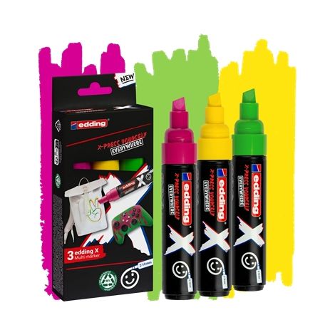 Los edding X multimarker son permanentes y fáciles de usar. Te encantará cómo quedan tus creaciones con estos colores brillantes y luminosos. Con ello