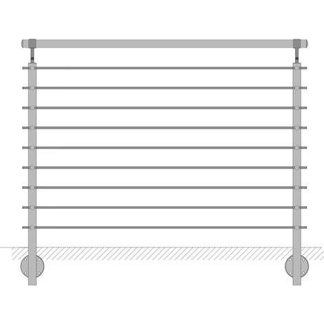 parapetto modulare certificato in acciaio inox aisi 304 con fissaggio a parete, 150 cm- kit completo b1 (1/2)
