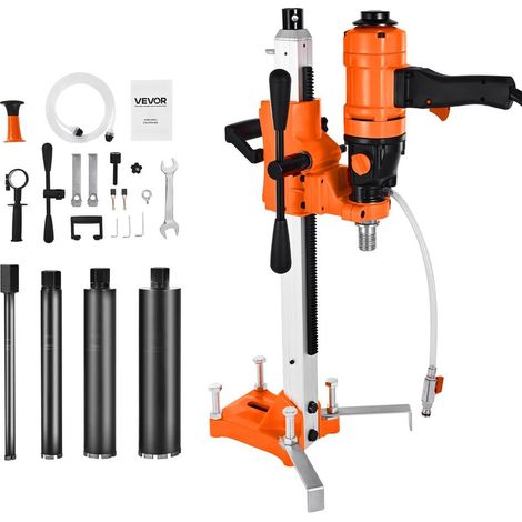 Pour béton, brique et pierre, carotteuse à diamant pour chantier, portable ou sur support, 4 forets inclus (1/5)
