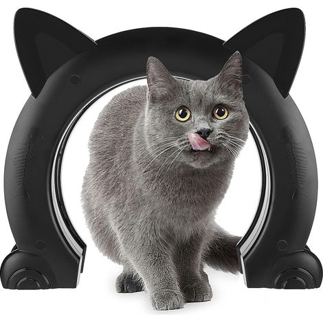 Porte pour chat, chatière, grande porte pour chien à double sens, porte pour chat en plastique ABS, porte pour chat pour porte intérieure en PVC creux ou porte intérieure pleine (noir) (1/5)