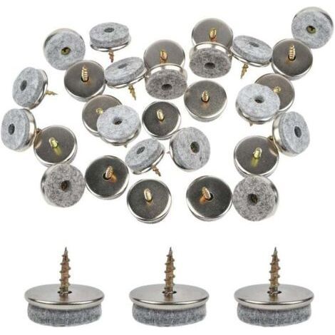 30 Pack Patin De Chaise, 18mm Diameter Patin Chaise. Patin Meuble Ave Feutres épai De 5mm Sont Une Protection Idéale Du Pied De Chaise, Avec Une Installation Facile Par Vis (1/4)