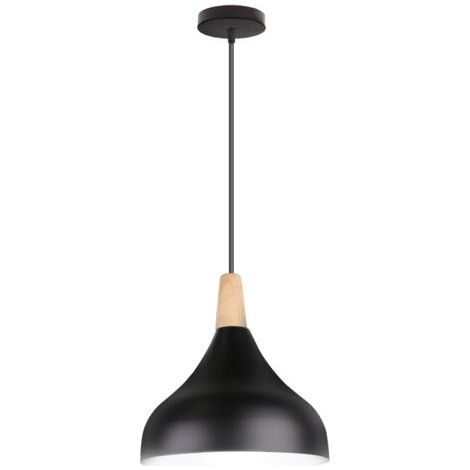 royaluxe- Lampe À Suspension Moderne Plafonnier D'Intérieur Lustre Minimaliste Abat-Jour En Métal, Noir Pour Chambre À Coucher, Cuisine, Bureau, E27 (1/5)