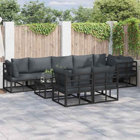vidaXL Set Divano da Giardino con cuscino Nero Alluminio (1/5)