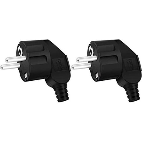 Fiche de protection, kit de raccordement en 2 pièces, fiche en caoutchouc, fiche européenne détachable, plastique, 250 V (16 A), pour câbles de 8 à 10 mm², IP20, pour usage intérieur, noir et blanc (1/5)