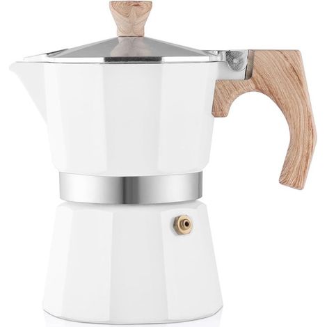 Cafetera Moka de aluminio de 150 ml y 3 tazas para estufa, Diseño clásico italiano para café italiano y cubano, Color negro (1/5)