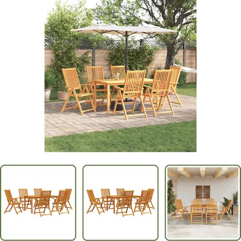 vidaXL Gartentisch -  Garten Essgruppe 7 pcs Braun Massivholz Akazie (1/5)