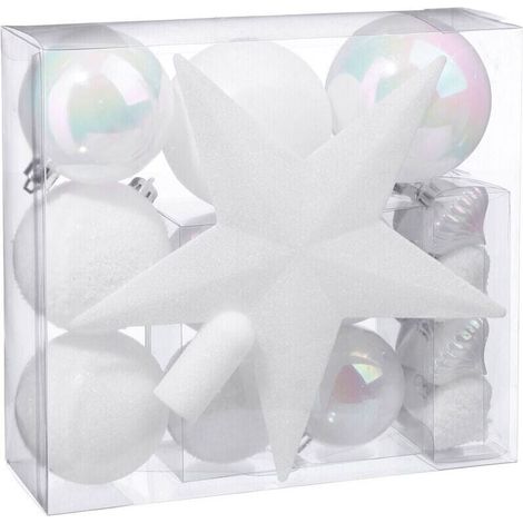Kit de décoration pour sapin de Noël Blanc 20 cm