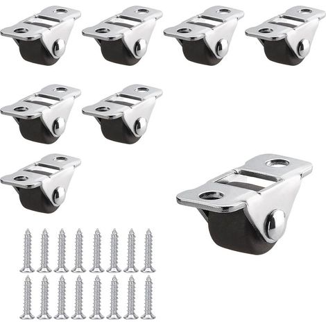 Set of 8 Mini Silent Rubber Furniture Casters 0.5" (12mm) - Brown Rubber Wheels, Metal Plate, Load Capacity 10 kg, Ideal for Small Furniture (1/5)