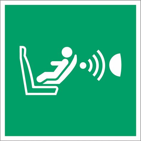 Pannello adesivo ISO 7010 "Sistema di rilevamento presenza e orientamento seggiolino (CPOD)" - E014