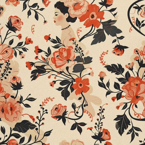 Tela Oxford para decoración de exteriores - Motivo femenino  DX10489 (1/5)