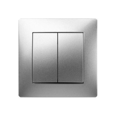 Interruptor Electricidad 10A-250V Empotrar Conmutador Doble Abs Aluminio Habitat 15