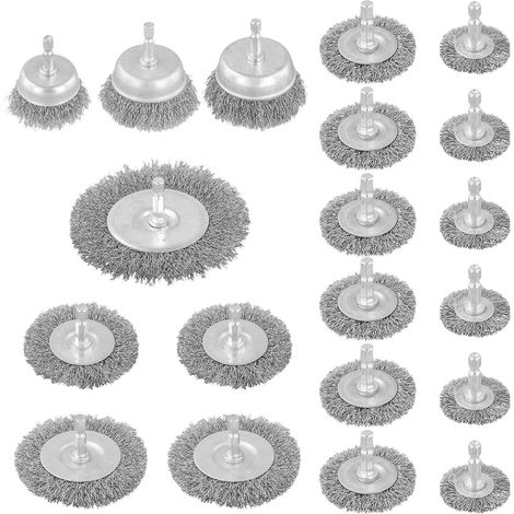 Lot de 20 Brosses Métalliques Laiton, pour Visseuse Perceuse à nettoyer Bois en Métal, Perceuse pour meulage, polissage, dérouillage (1/5)