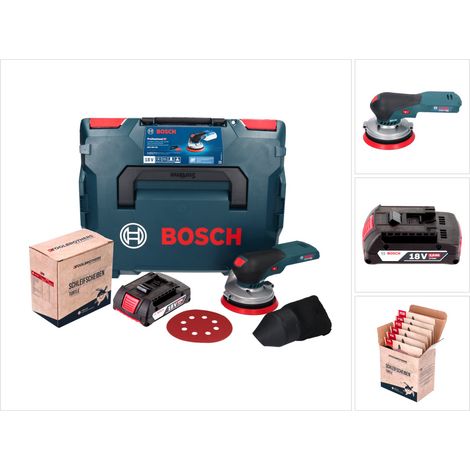 Bosch GEX 18V-125 Professional Akku Exzenterschleifer 18 V 125 mm Brushless + 1x Akku 2,0 Ah + 1x Toolbrothers TURTLE Schleifset + L-BOXX - ohne Ladegerät
