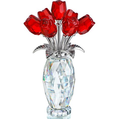 Figurine de rose en cristal, bouquet de roses en cristal rouge avec coffret cadeau, fleur de rose en verre pour anniversaire, Saint-Valentin, cadeau pour elle (1/5)