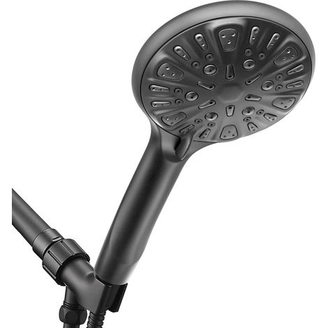 Pommeau de Douche Noir, Douchette Économie d'Eau, 5 Modes de Jet, Acier Inoxydable, Installation et Nettoyage Faciles, Fixation Simple (1/5)