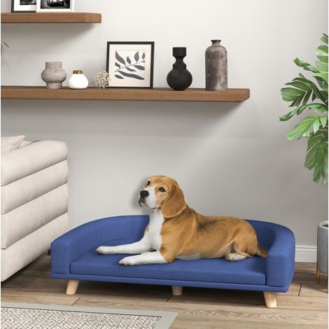 Sofá para perro azul 98 x 67 x 25 cm, cojín extraíble, perros grandes DESVIAE (1/5)