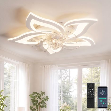 Plafonnier Ventilateur Design Silencieux Reversible Ventilateur De Plafond Avec Telecommande 69cm Suspension Luminaire Dimmable 6 Vitesses Dc-motor Ceiling Fan with Light (1/5)