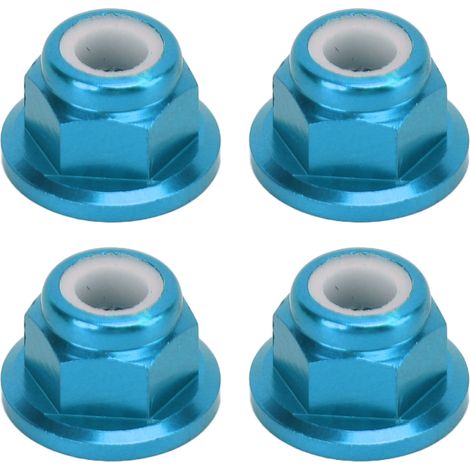 Écrous M4 en alliage d'aluminium pour voiture RC, alésage intérieur 4mm, accessoires pour véhicule télécommandé 1/10, lot de 4 pièces, bleu (1/5)