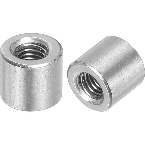 10Pcs Écrous de Raccordement Ronds M6, en Acier Inoxydable 304, Écrou de Tige de Manchon de 10 mm de Longueur pour Support, M6x10x10mm (1/5)