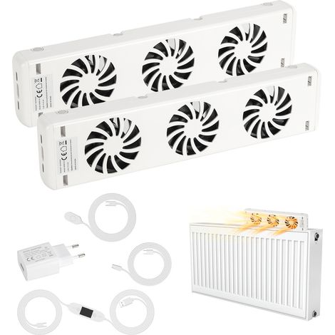 Jiubiaz Ventilateur de Radiateur lot de deux Trois trous d'aération - Température réglable Convient pour une longueur de 100 cm Ventilateur de radiateur (1/5)