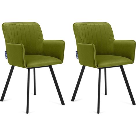 KONSIMO Stuhl 2-tlg Velours-Sitz schwarzer Metallrahmen "PYRUS", Grün, Stoff/Metall, Loft, 56x84x46 cm (1/5)