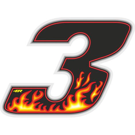 Numeri Adesivi Flames - Dimensione: 65 X 85 MM - Numeri: 3