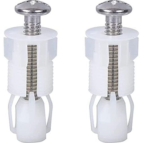 Lot de 2 fixations et fixations pour abattant de toilettes,Vis en acier inoxydable,Charnières de fixation supérieure,Vis en nylon extensible,Trou mort,Kit de remplacement pour WC (1/5)